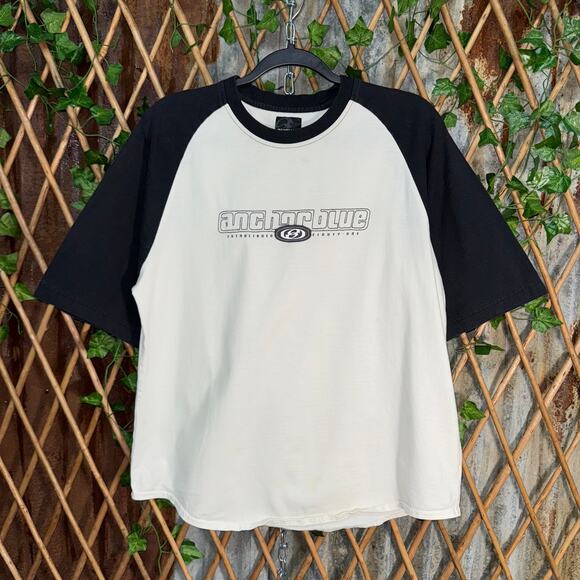 Vintage Y2K anchor blue embroidered surf/skate 2000s t-shirt - Picture 1 of 4
